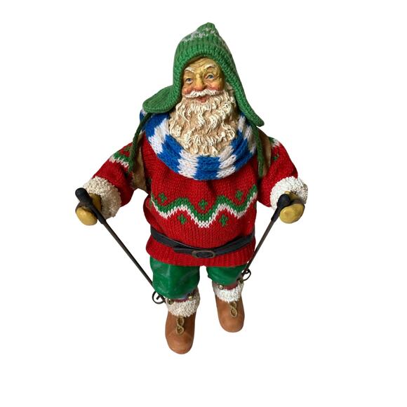 Vintage 1989 Clothtique by Possible Dreams Ltd. Skiing Santa - Picture 1 of 4